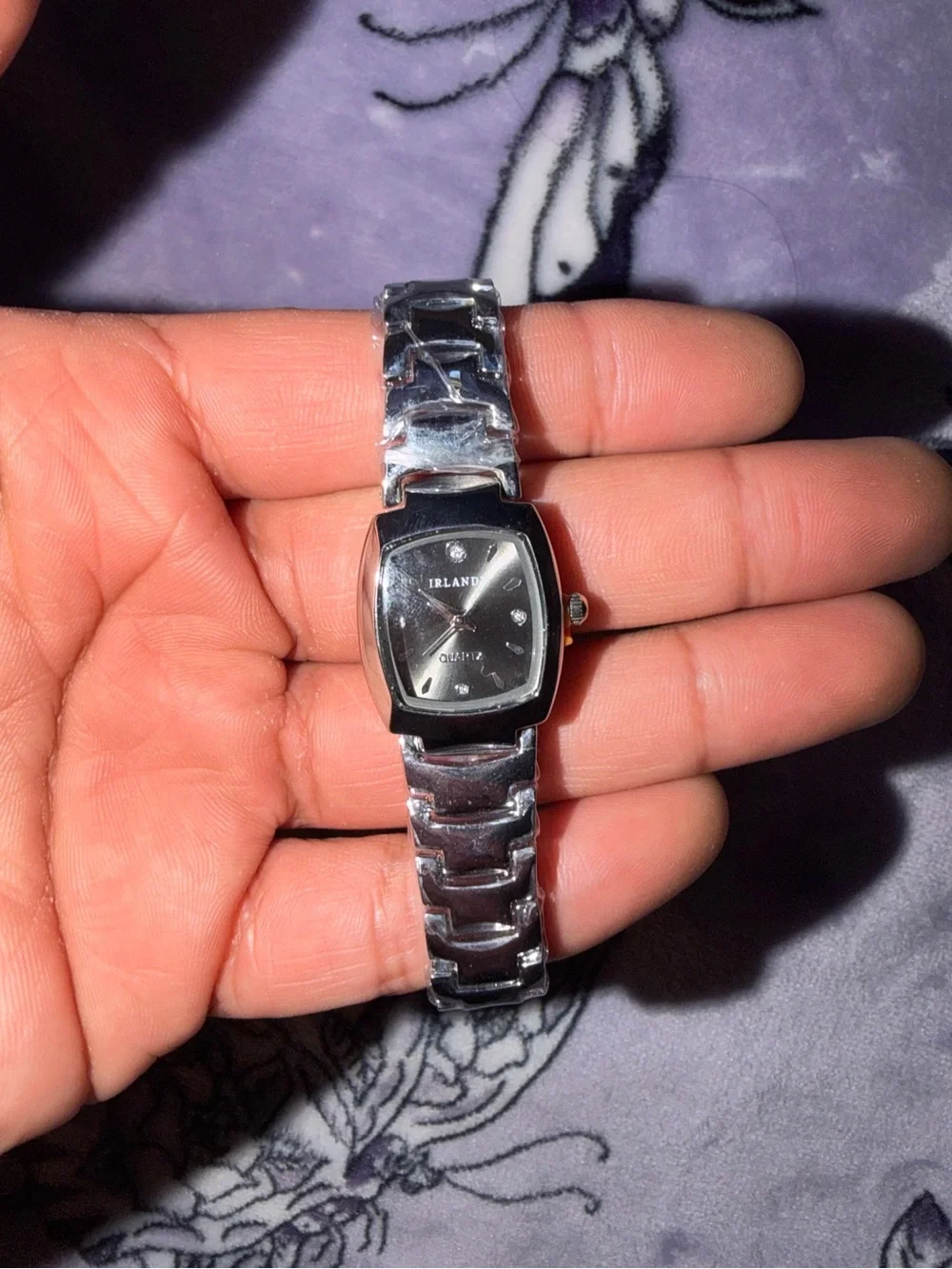 Y2K IRLAND Silver Rhinestone Link Watch Minimalist Retro Bling
